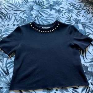 Zara black pearl neck shirt